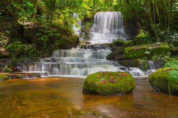 Mun daeng Waterfall, the beautiful waterfall in deep forest at Phu Hin Rong Kla National Park ,Phitsanulok, Thailand