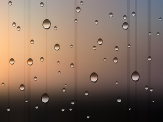 water drops on window after rain, sunset background vector