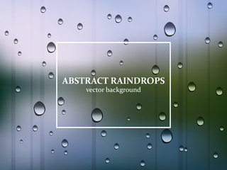 serene vector background with rain drops on window