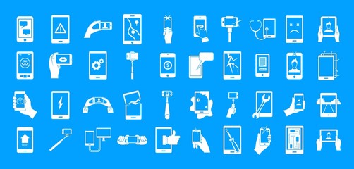 Smartphone icon blue set vector