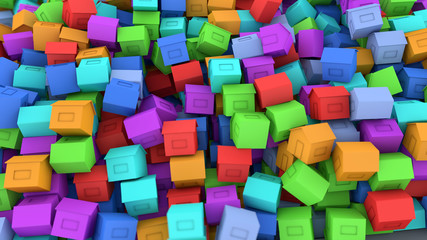 Fototapeta na wymiar 3d render. Multiples houses of different colors