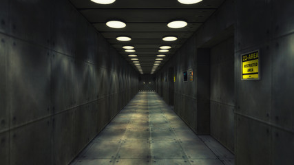 3D render. Futuristic interior spaceship corridor © Miguel Aguirre