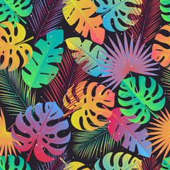 Tropical leaves seamless pattern