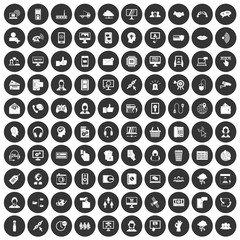 100 contact us icons set black circle