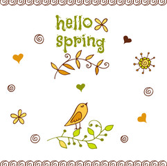 hello spring doodle greeting card