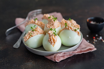 egg stuffed with salmon mousse