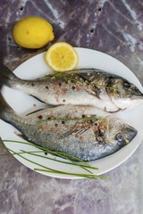 Fresh Raw Sea Bream Fish with Lemon 