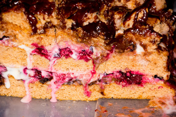 Homemade blackcurrant pie, crisp and juicy with chocolate. 