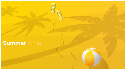 Naklejka premium Hello Summer season background with beautiful tropical beach , vector , illustration