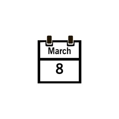 March 8 calendar icon. flat design