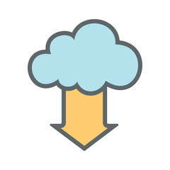 Cloud download flat icon sign logo