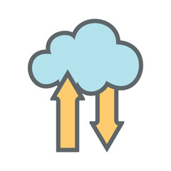 Cloud upload download  flat icon sign logo
