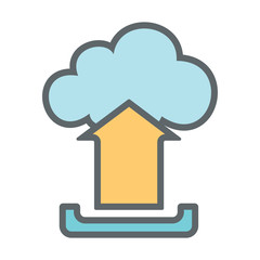 Cloud upload flat icon sign logo