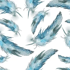 Afwasbaar behang Aquarel veren naadloze aquarel veerpatroon