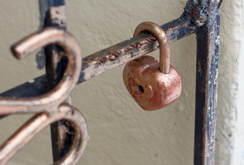 Heart shaped love lock