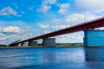 The bridge over the river Nadym. Yamal.