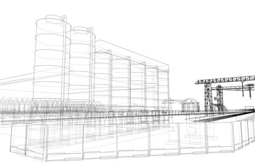 Industrial buildings. 3d illustration