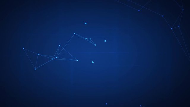 Loopable blockchain technology network futuristic hud abstract background with peer to peer net. Global cryptocurrency blockchain business banner concept. 4K seamless loop video footage animation
