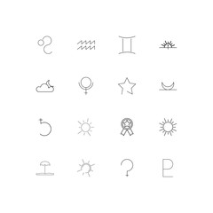 Astrology simple linear icons set. Outlined vector icons