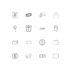 Banking, Finance And Money simple linear icons set. Outlined vector icons