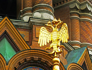 Double-headed eagle In Front of the Church of Spilled Blood, Saint Petersburg, Russia