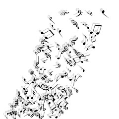 Musical Signs. Modern Background with Notes. Vector Element for Musical Poster, Banner, Advertising, Card. Minimalistic Simple Background.