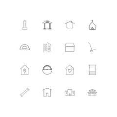 Buildings And Constructions simple linear icons set. Outlined vector icons