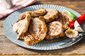 pork steak on the grill