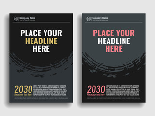 Collection of covers with brush strokes for books, magazines, catalogs. Vector illustration.