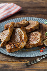 pork steak on the grill