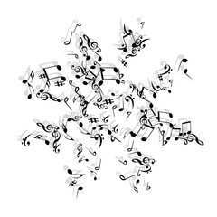 Musical Signs. Modern Background with Notes. Vector Element for Musical Poster, Banner, Advertising, Card. Minimalistic Simple Background.