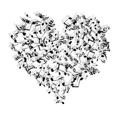 Musical Signs. Modern Background with Notes. Vector Element for Musical Poster, Banner, Advertising, Card. Minimalistic Simple Background.