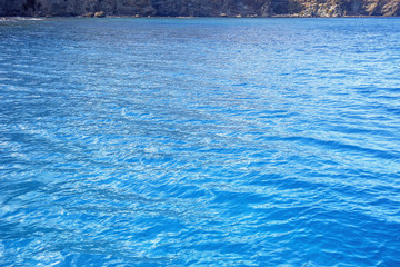blue sea water of the Mediterranean sea off the coast of the Spanish city of Palma de Mallorca