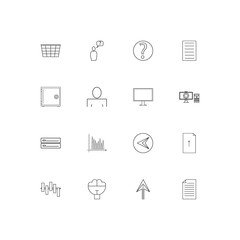 Business simple linear icons set. Outlined vector icons