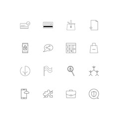 Business simple linear icons set. Outlined vector icons