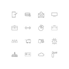Business simple linear icons set. Outlined vector icons