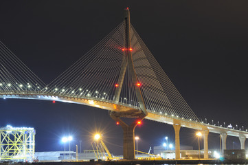 Fototapeta na wymiar Cadiz nocturna puente de la Constitucion 05