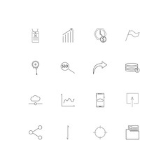 Business simple linear icons set. Outlined vector icons