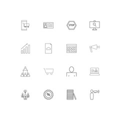 Business simple linear icons set. Outlined vector icons