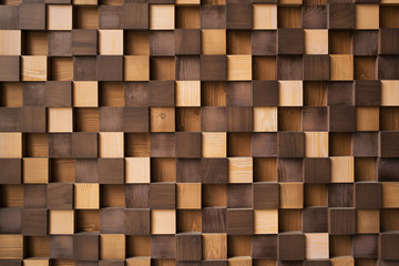 Creative background with many squared wooden planks.