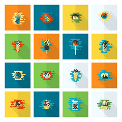 Dessert Icon Set in Modern Flat Design Style