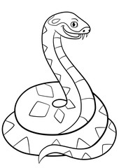 Coloring pages. Little cute viper smiles.
