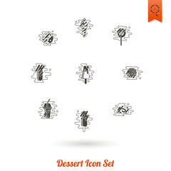 Dessert Icon Set in Modern Flat Design Style