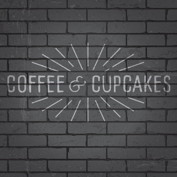 Fototapeta Hand drawn lettering slogan on brick wall background