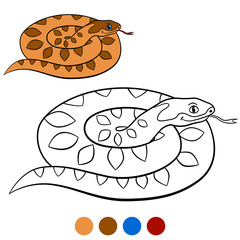 Naklejka premium Color me: viper. Little cute viper lies.