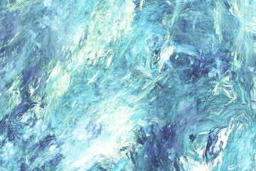 Abstract painted texture. Chaotic blue strokes. Fractal background. Fantasy digital art. 3D rendering.
