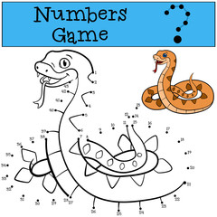 Educational game: Numbers game. Little cute viper.