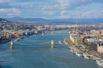Great view of Budapest and the river Danube from the citadel