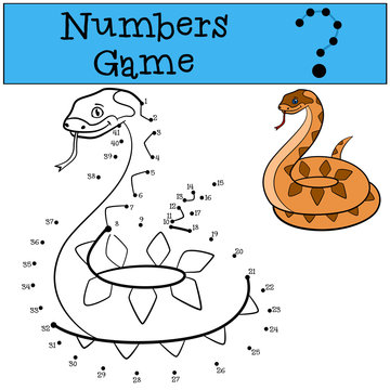Educational game: Numbers game. Little cute viper.