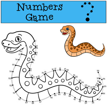 Educational game: Numbers game with contour. Little cute viper.